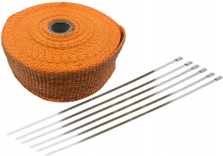 Owijka Taśma Bandaż Wydechu Tłumika Uniwersalny 10m x 5cm Pomarańczowa