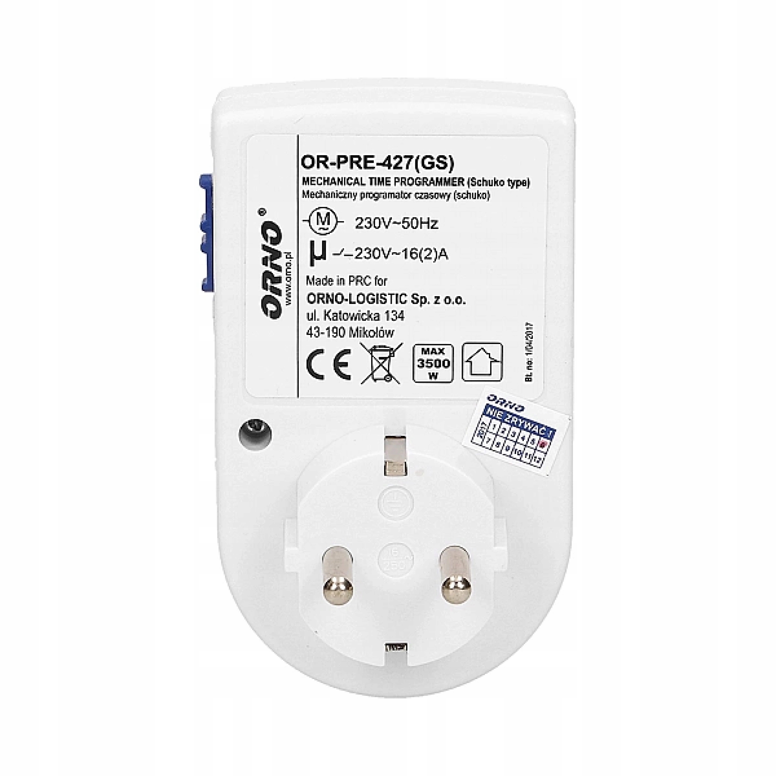 Mechaniczny Programator Czasowy SCHUKO Model OR-PRE-427