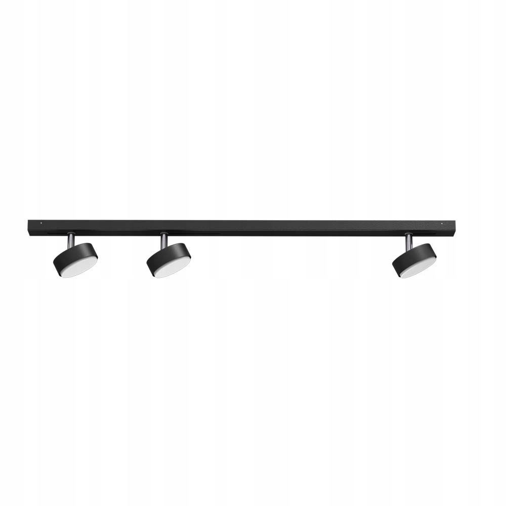 Modulárna stropná lampa s čiernou lištou 100 cm, 3 okrúhle reflektory Brosline