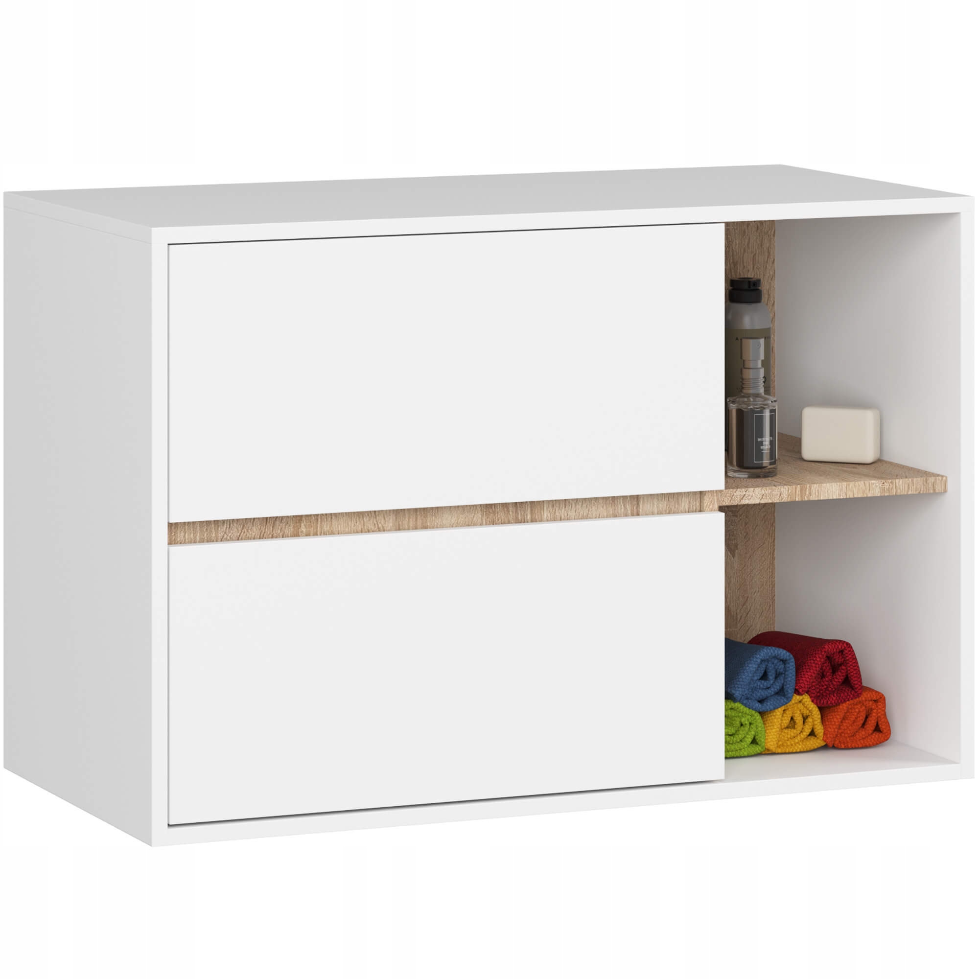Szafka Łazienkowa Pod Umywalkę Vami W90 2SZ 2P Pk Biała Dąb Sonoma
