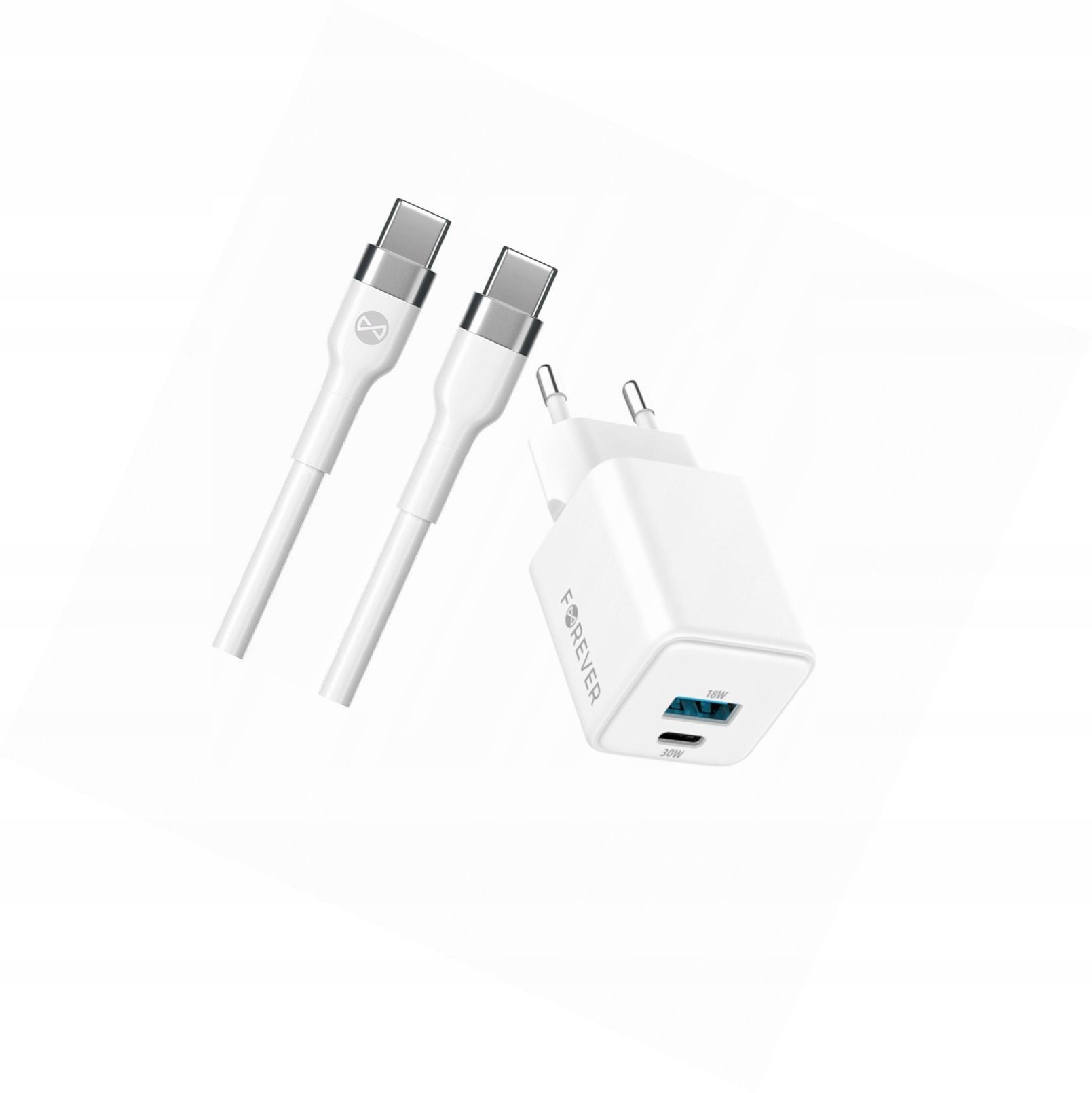 Szybka ładowarka GaN 30W 2 wejścia Usb i Usb-c z kablem do iPhone 17e