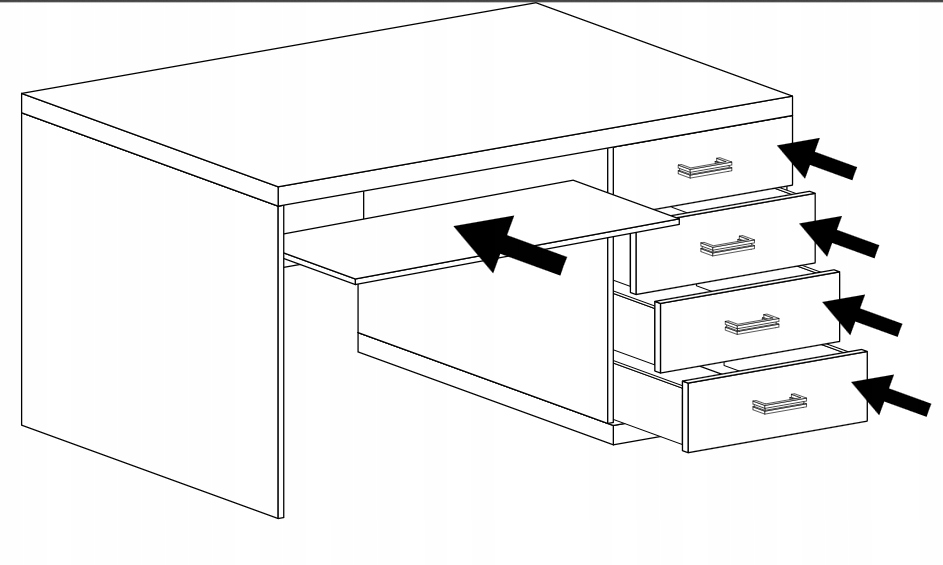 Biurko 4 szuflady NATURAL N-16 Wysokość mebla 78 cm