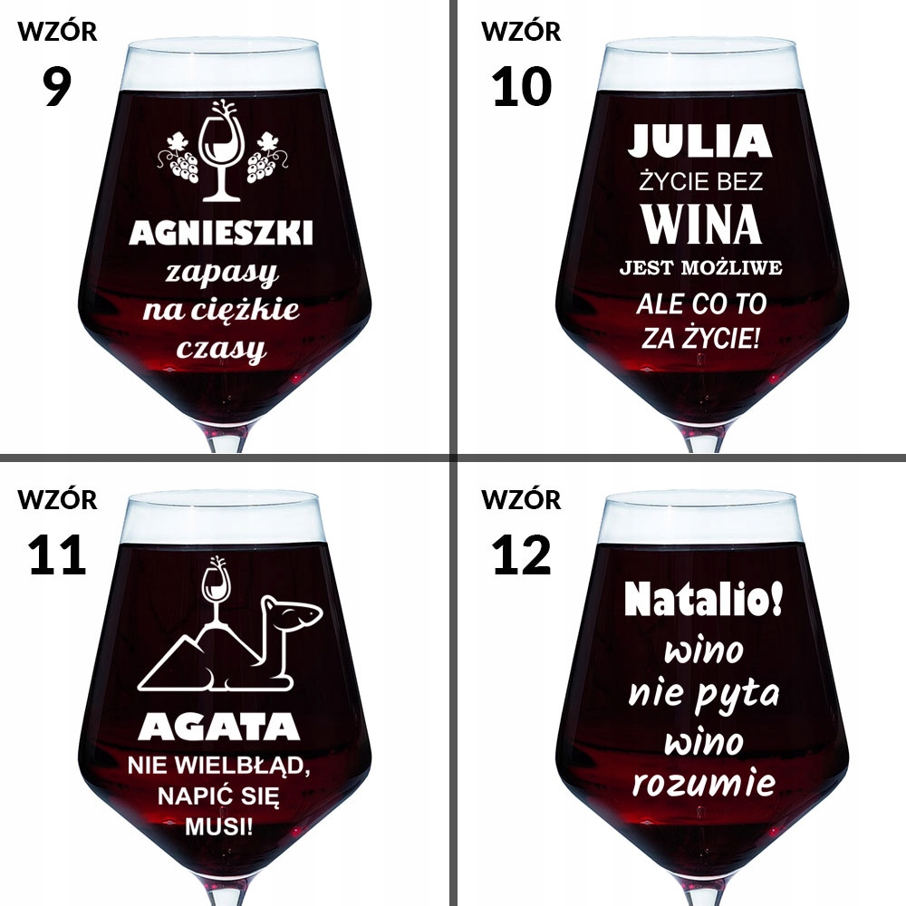 KIELISZEK DO WINA Z GRAWEREM KROSNO prezent żony dziewczyny kobiety mamy Liczba sztuk w zestawie 1