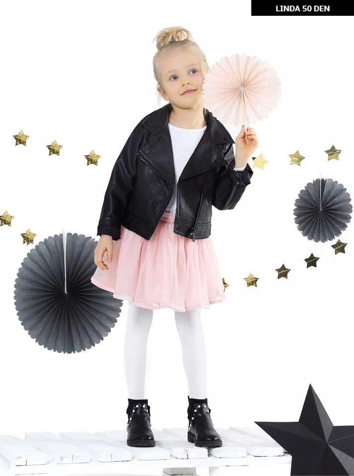 RAJSTOPY DZIECIĘCE DZIEWCZĘCE BIAŁE GŁADKIE Z MIKROFIBRY 98-104 FUNPOL Marka Fun Pol