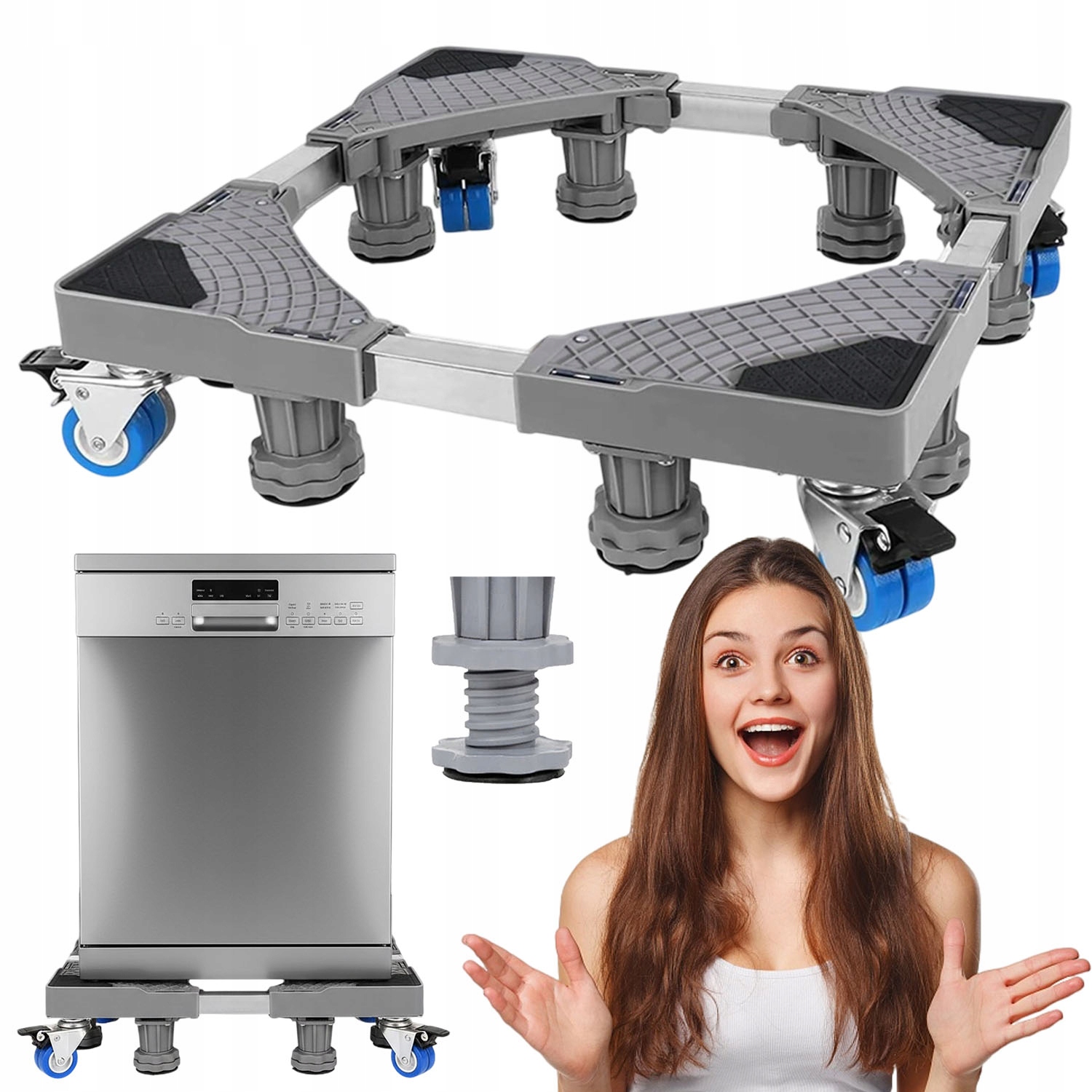 Regulowana Stojak Podkładka Pod Z 4 Kółkami Do Pralki Lodówki 250KG 25MM