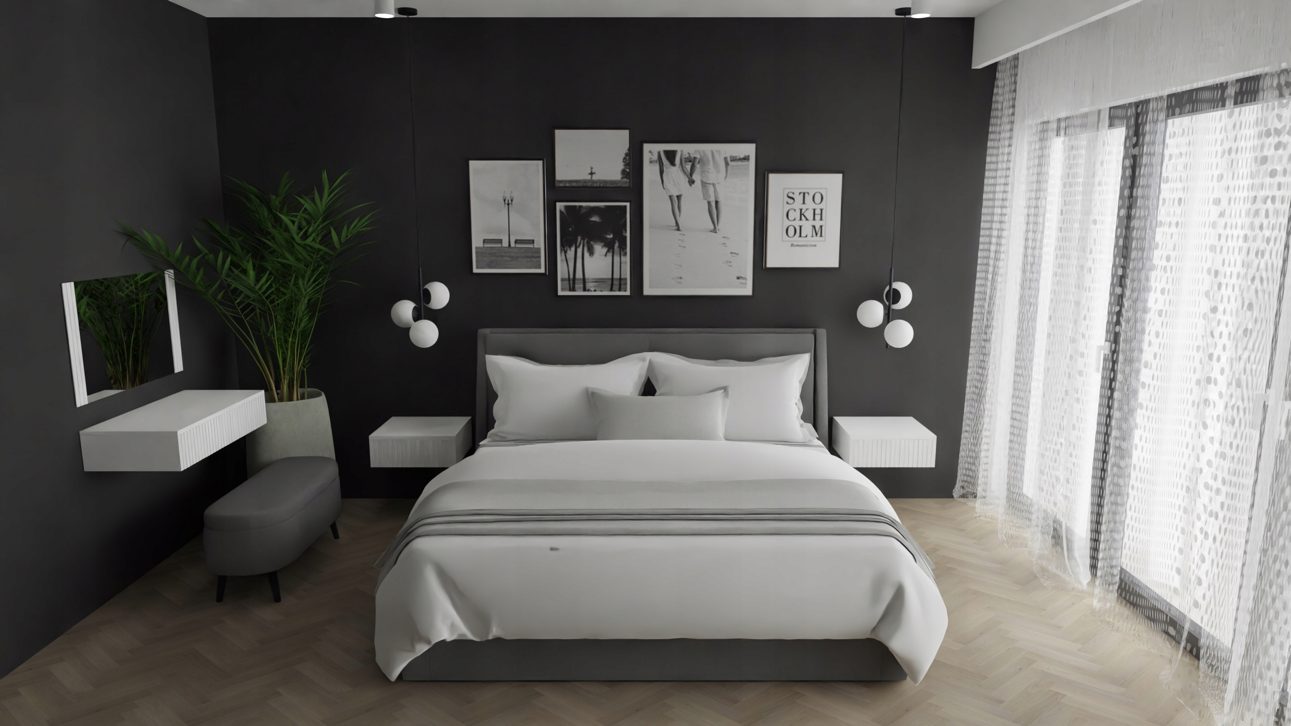 Toaletka konsola szafka biurko RIVA 60 czarna ryfle szuflada Kolor mebla czarny