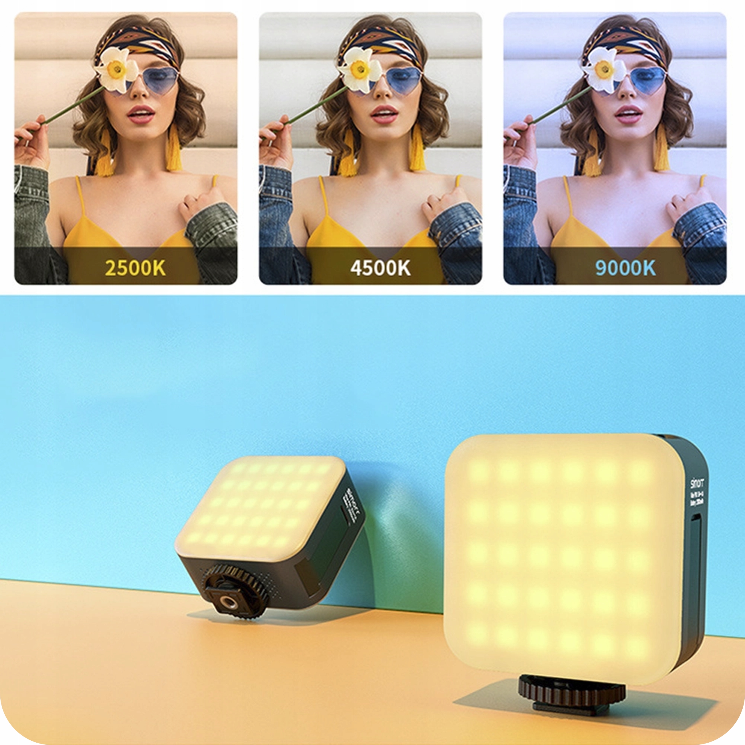 Lampa LED RGB Oświetlenie Ciągłe Aku 2000mAh Malowanie Światłem Efekty Temperatura barwowa 9000 K