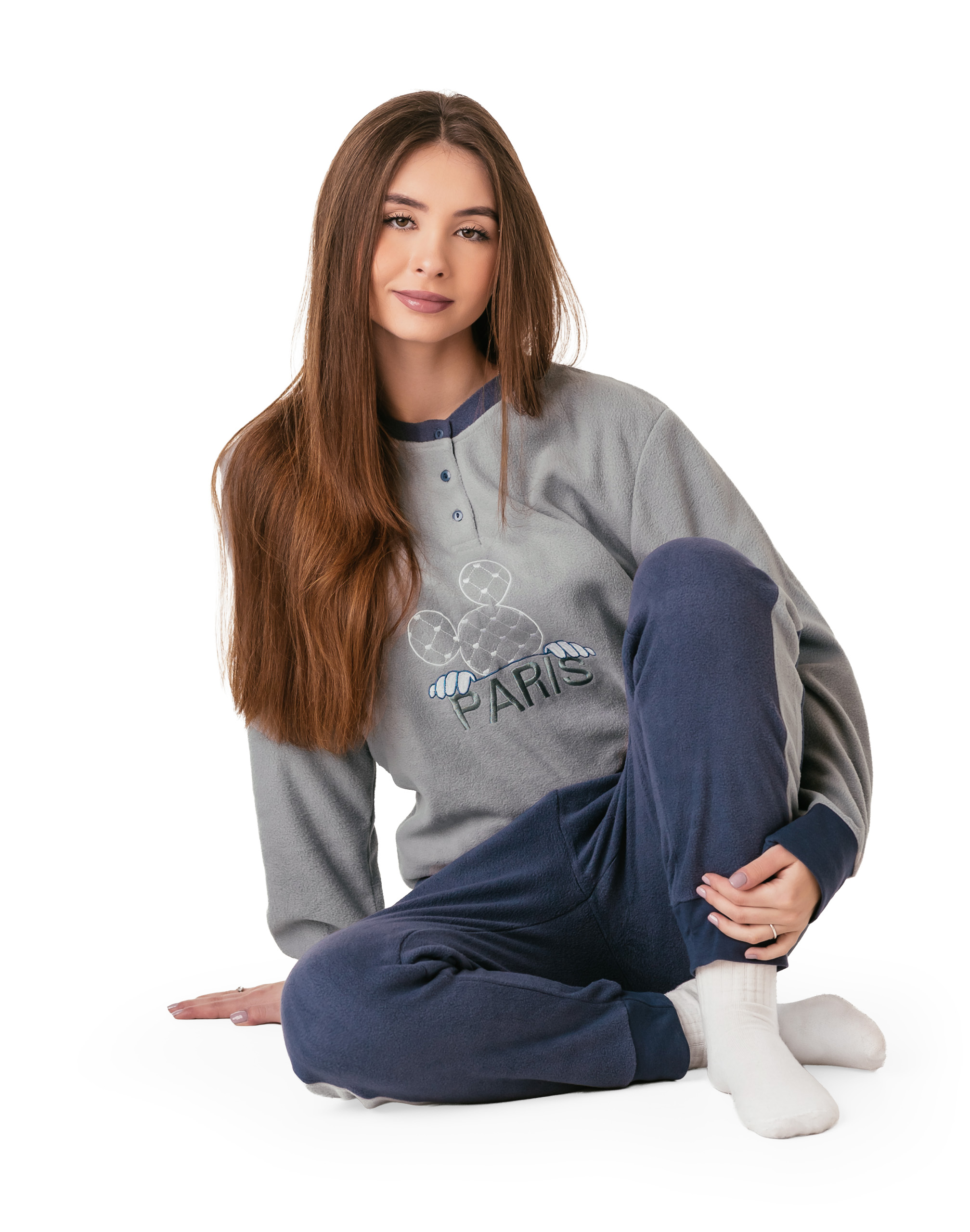 Ciepła Polarowa Piżama Damska Koszulka Spodnie Bluza Polar Zima 3243-2 XXL