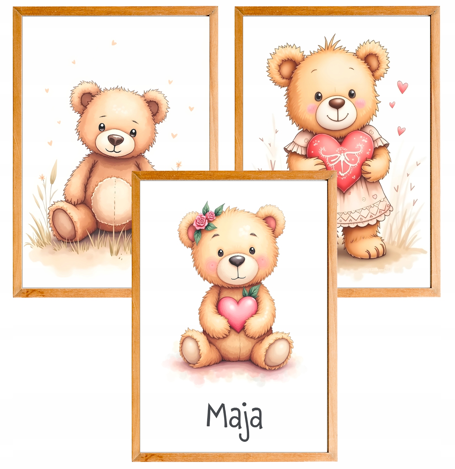 OBRAZKI DO POKOJU DZIECIĘCEGO A3 PLAKATY MIŚ MISIE DLA DZIEWCZYNKI + IMIE