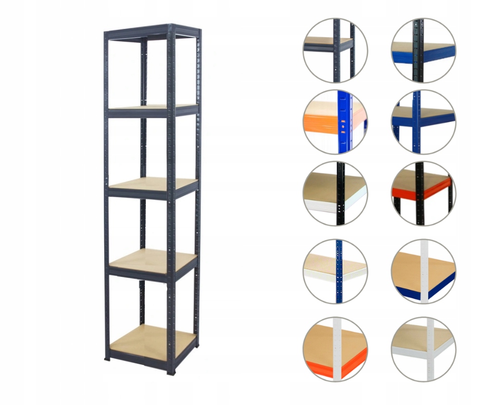 Kovový regál, skladový garážový regál Helios premium 180x030x30 5 polic