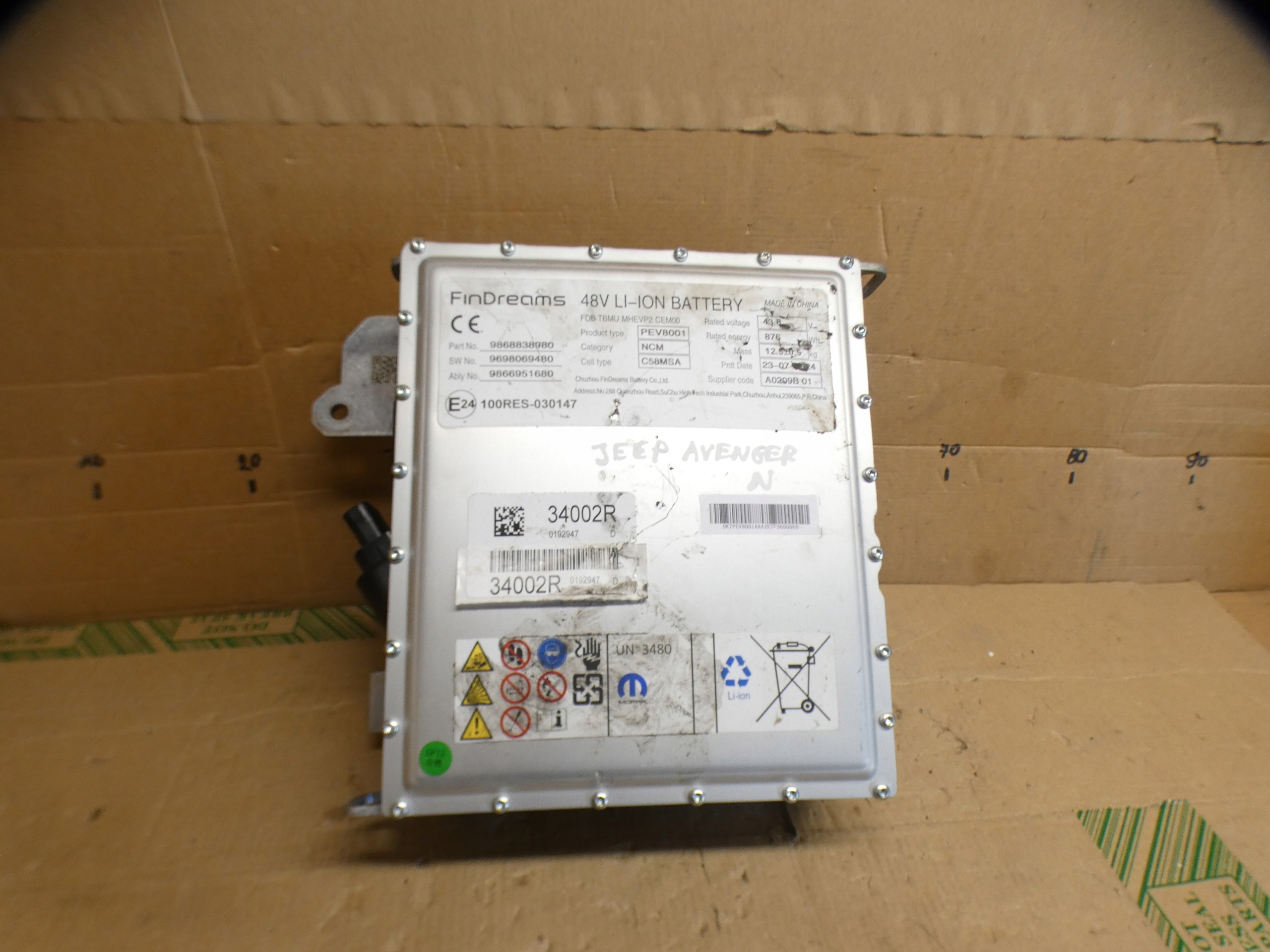 JEEP AVENGER BATERIA TRAKCYJNA HEV/EV 9868838980