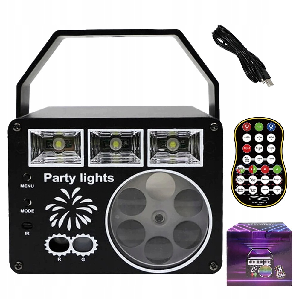 Rgb Led Scénické Světlo 360° Otáčení S Dálkovým Ovládáním Pro Večírky A Diskotéky