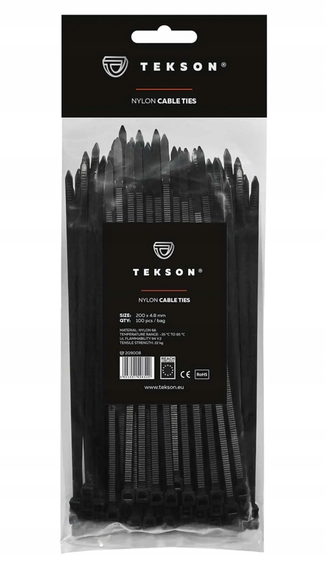 OPASKI ZACISKOWE TRYTYTKI 200X4,8 MM CZARNE OPASKA ZACISKOWA 100 SZT.