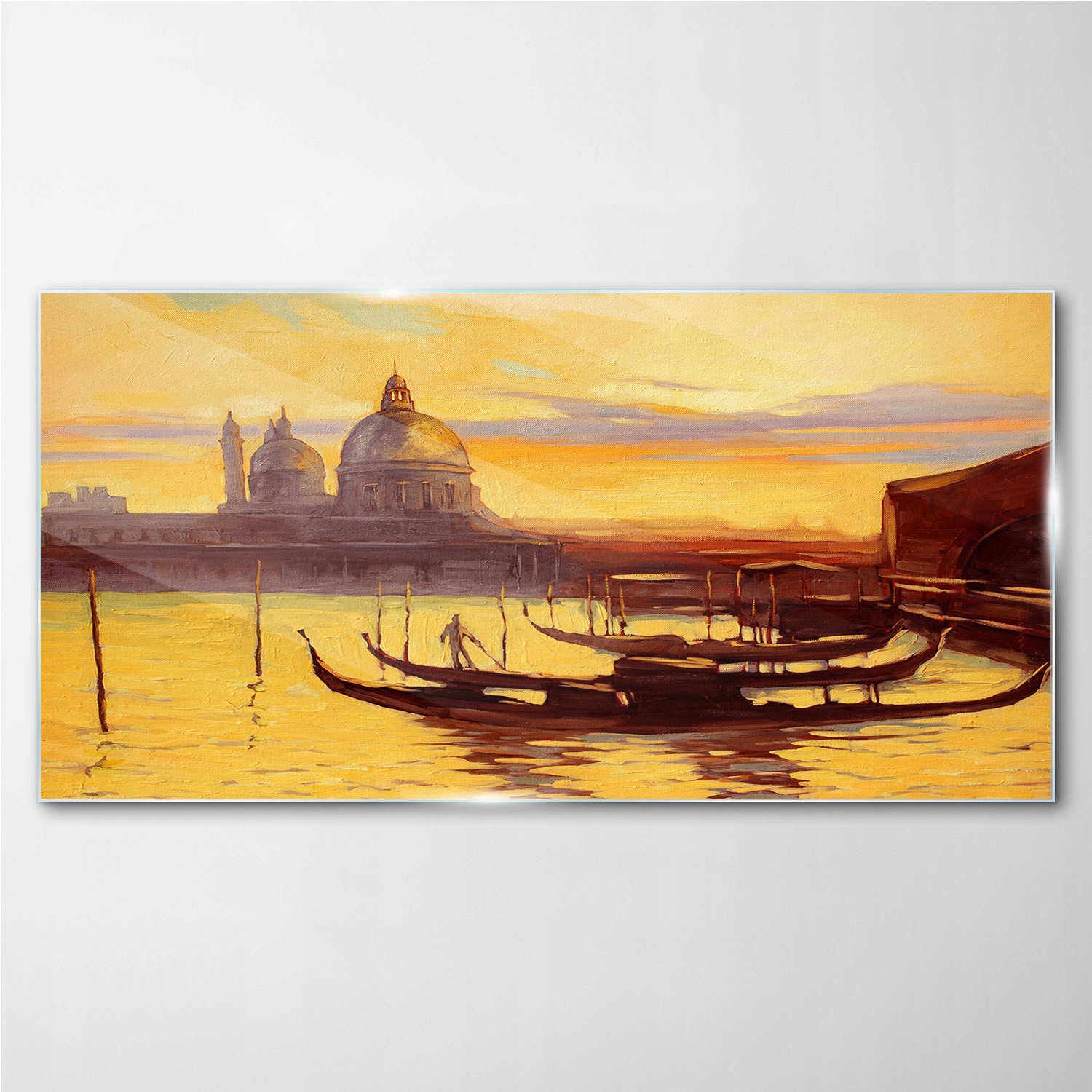 

Obraz szklany Miasto port zachód słońca 100x50 cm