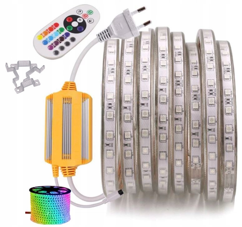 

Taśma Led Rgb 230 V Zestaw 20 m Wodoodporna Pilot