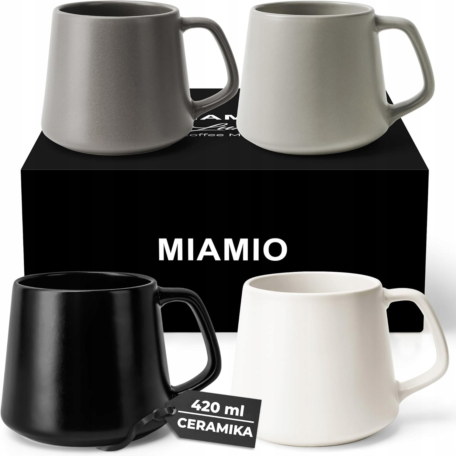 Šálky Sada Miamio 420 ml Keramika Kamionková Pre Capuccino Veľký Darček
