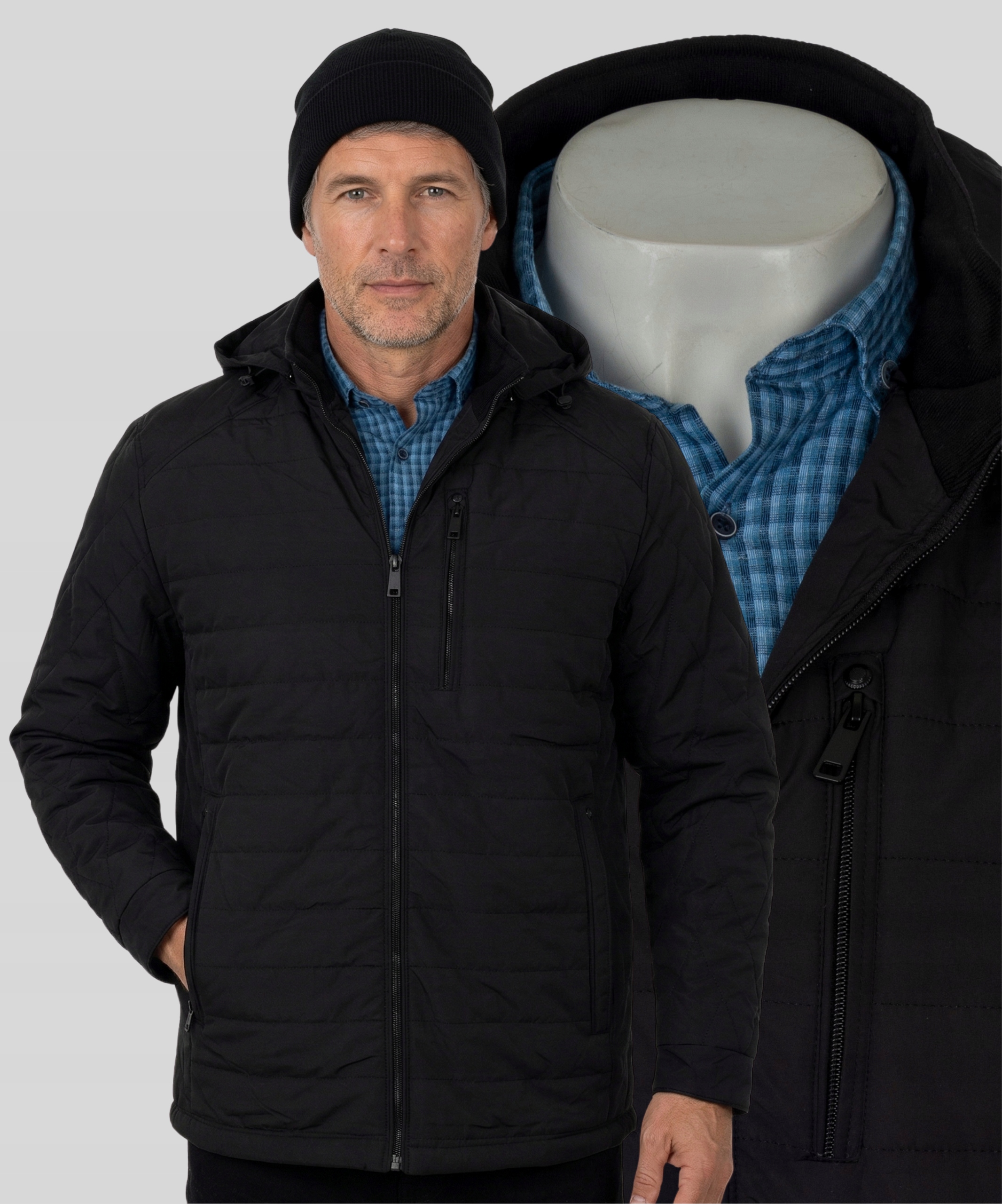 kurtka męska Przejściowa jesienna odpinany kaptur Czarna M