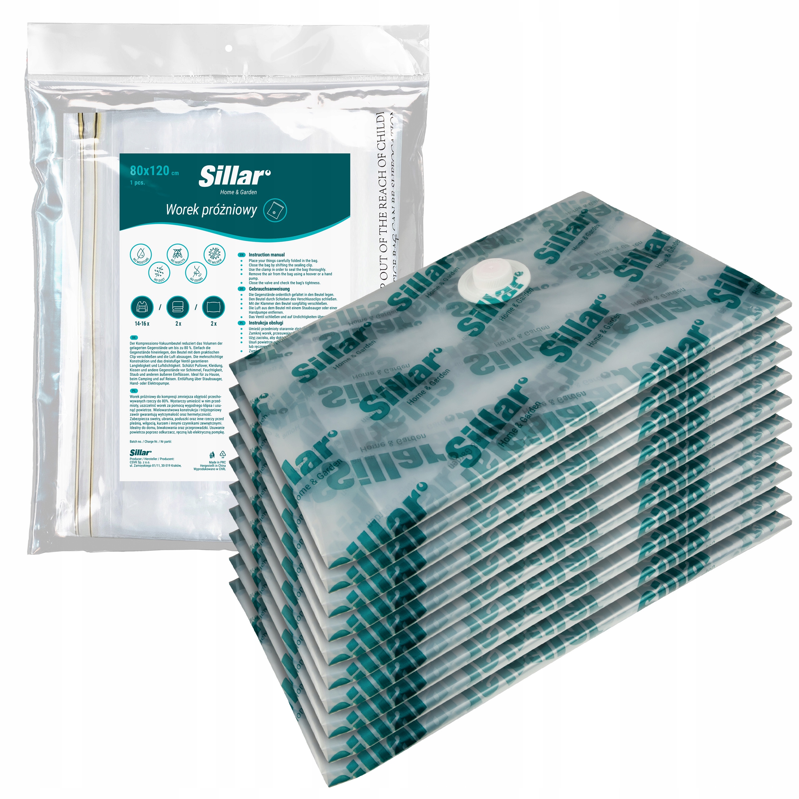 Levně Sillar Sada malých vakuových sáčků na oblečení Povlečení 80 x 120 cm 10 Ks