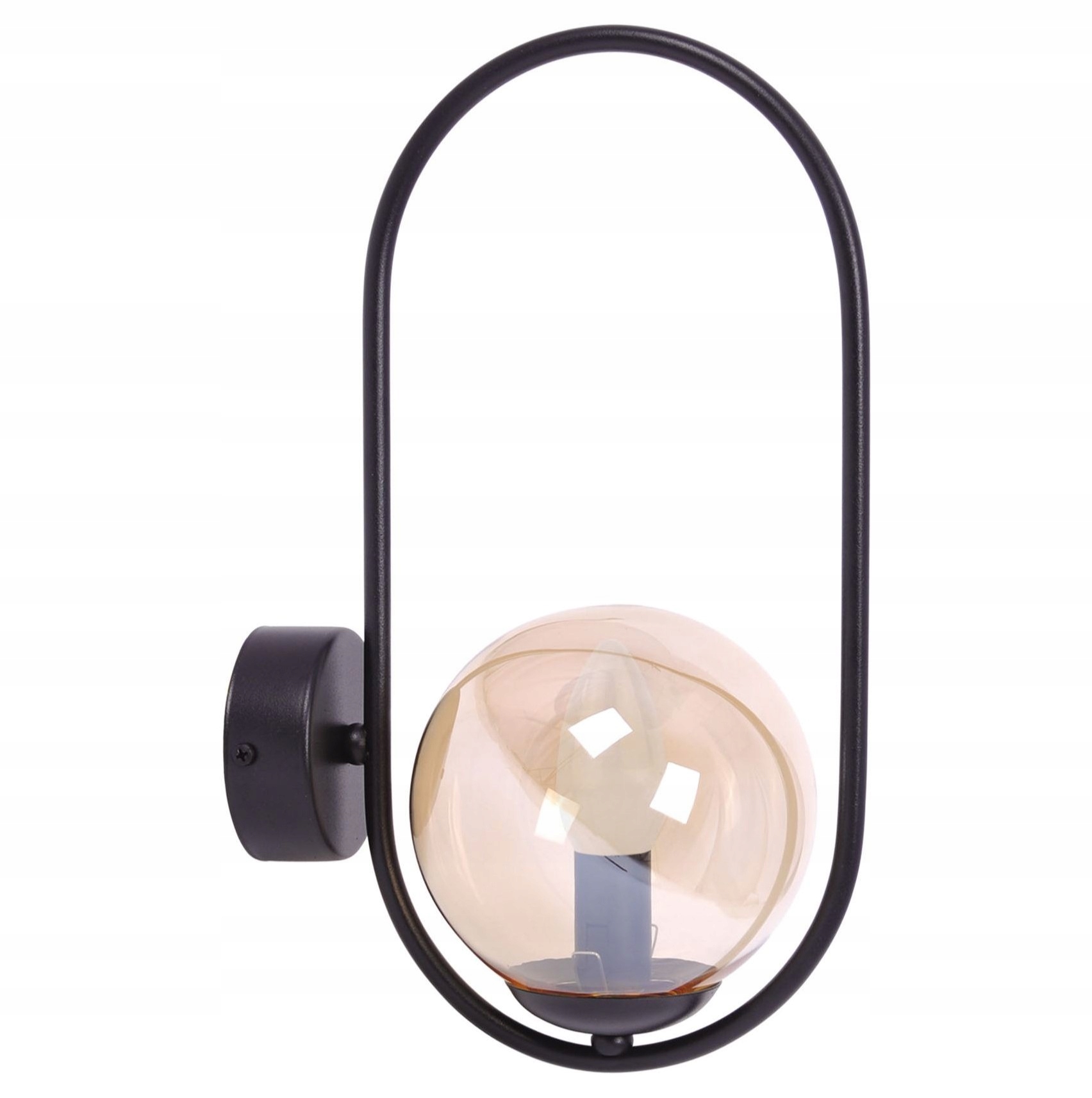 Nástěnné svítidlo, černá lampa do předsíně kuchyně, jantarová koule Venta