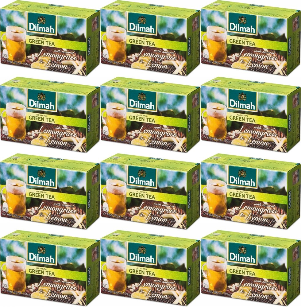 Herbata zielona w torebkach Dilmah Lemongrass & lemon 20szt x12