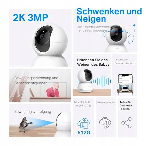 TP-LINK Tapo C210 Kamera IP 3MP 2-Way Audio Nocna Wizja 256GB — miniatura 2
