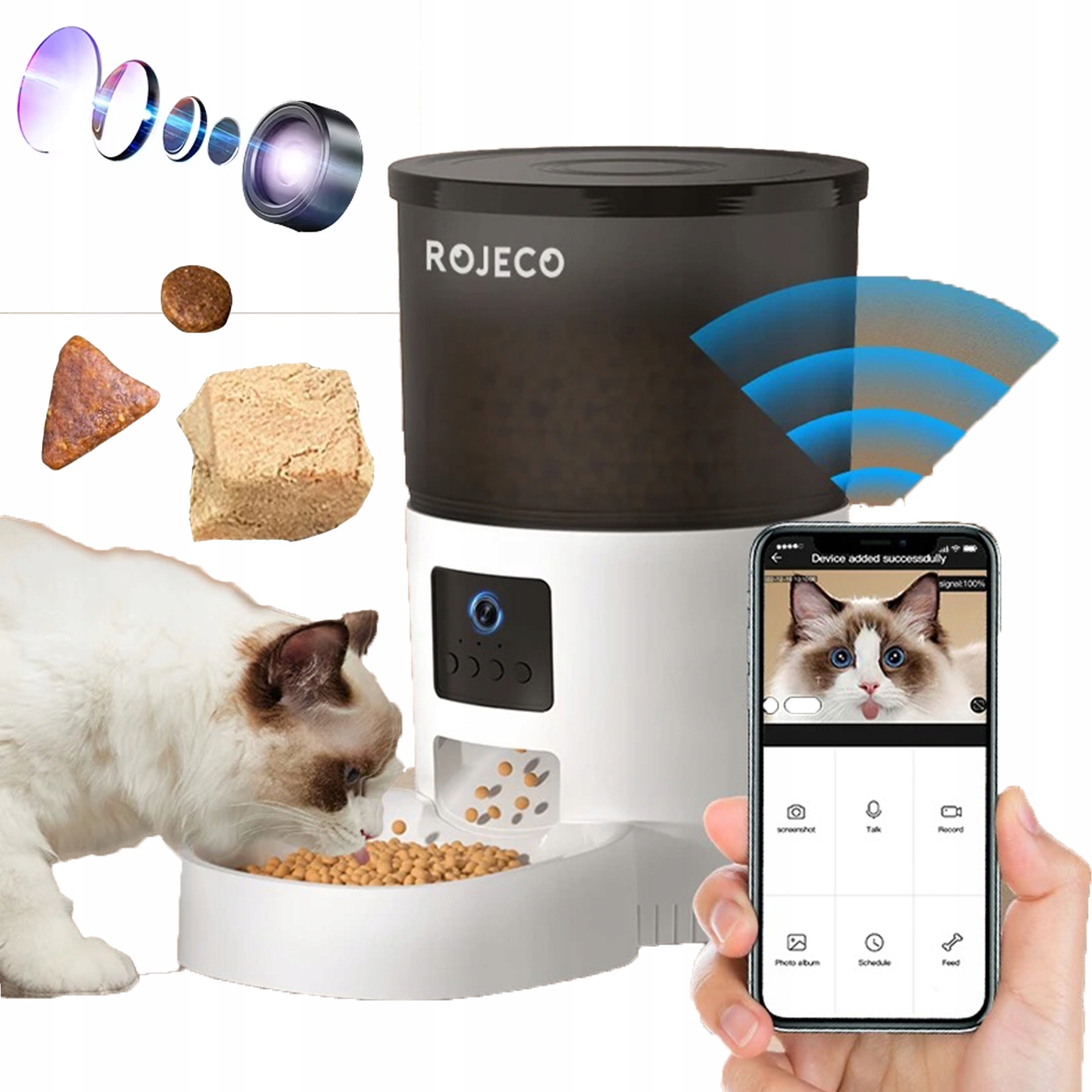 Automatický podavač krmiva pro kočky psa s kamerou 3L WiFi App Video Hlas