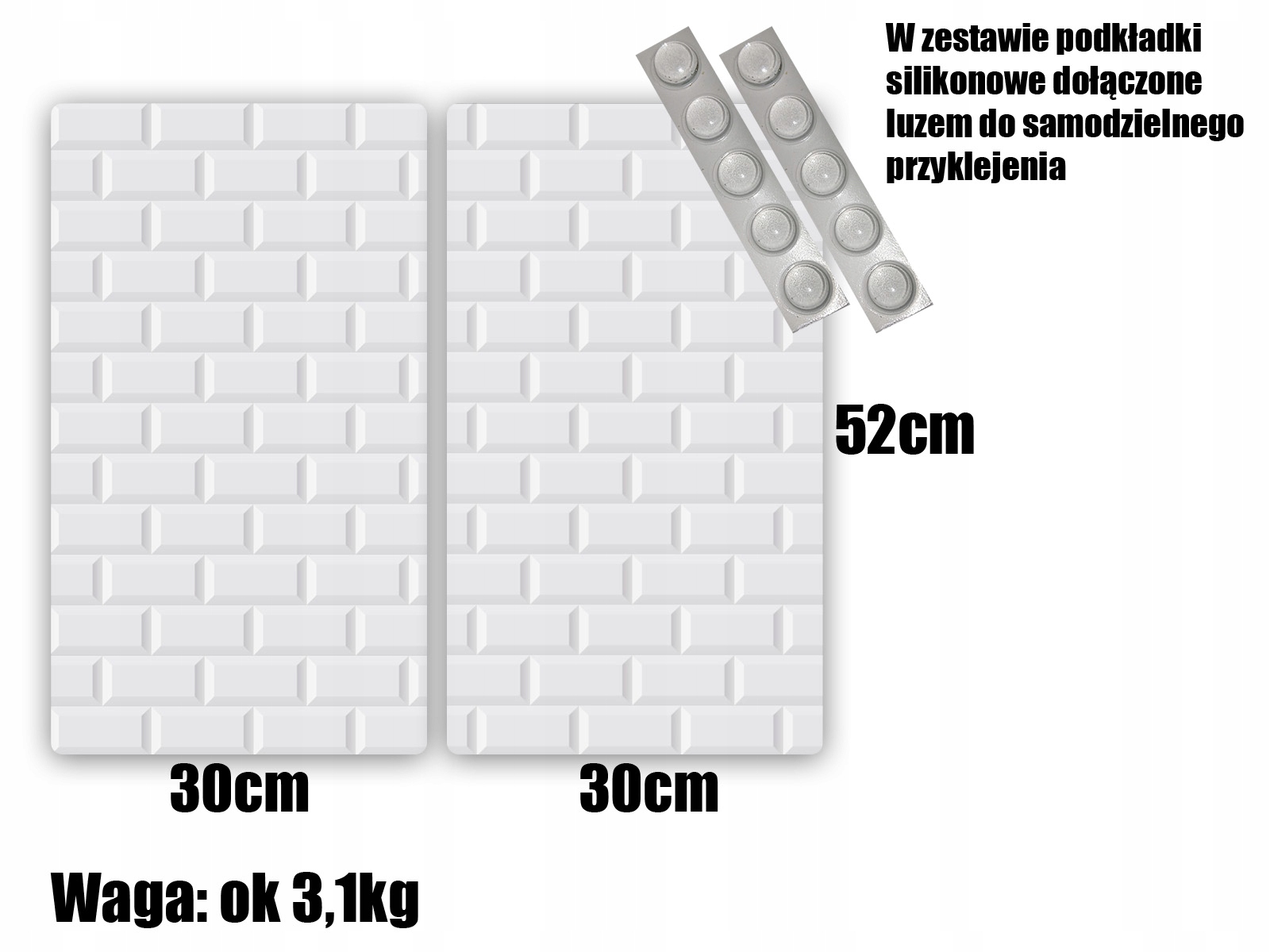 płyta ochronna na kuchenkę 2x 30x52 cegła Długość 52 cm