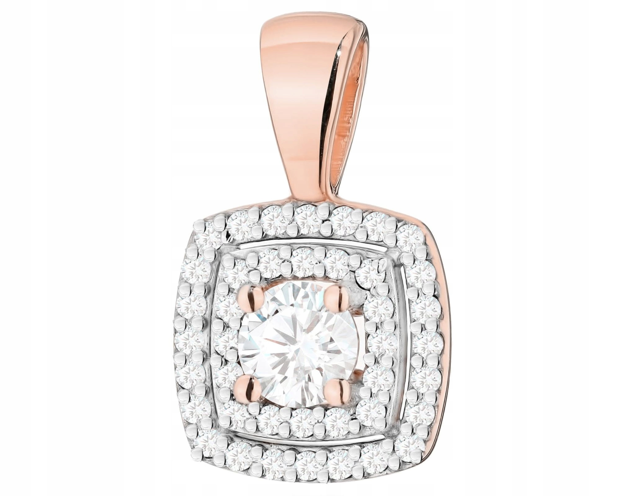 Růžový Zlatý Přívěsek S Diamanty Ryzost 585 14K Zlato Dárek