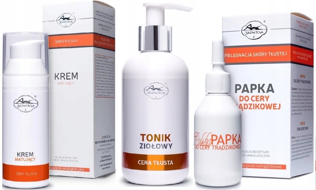 Jadwiga Krem matujący antybakteryjny 50ml, papka trądzik 30ml i tonik 200ml