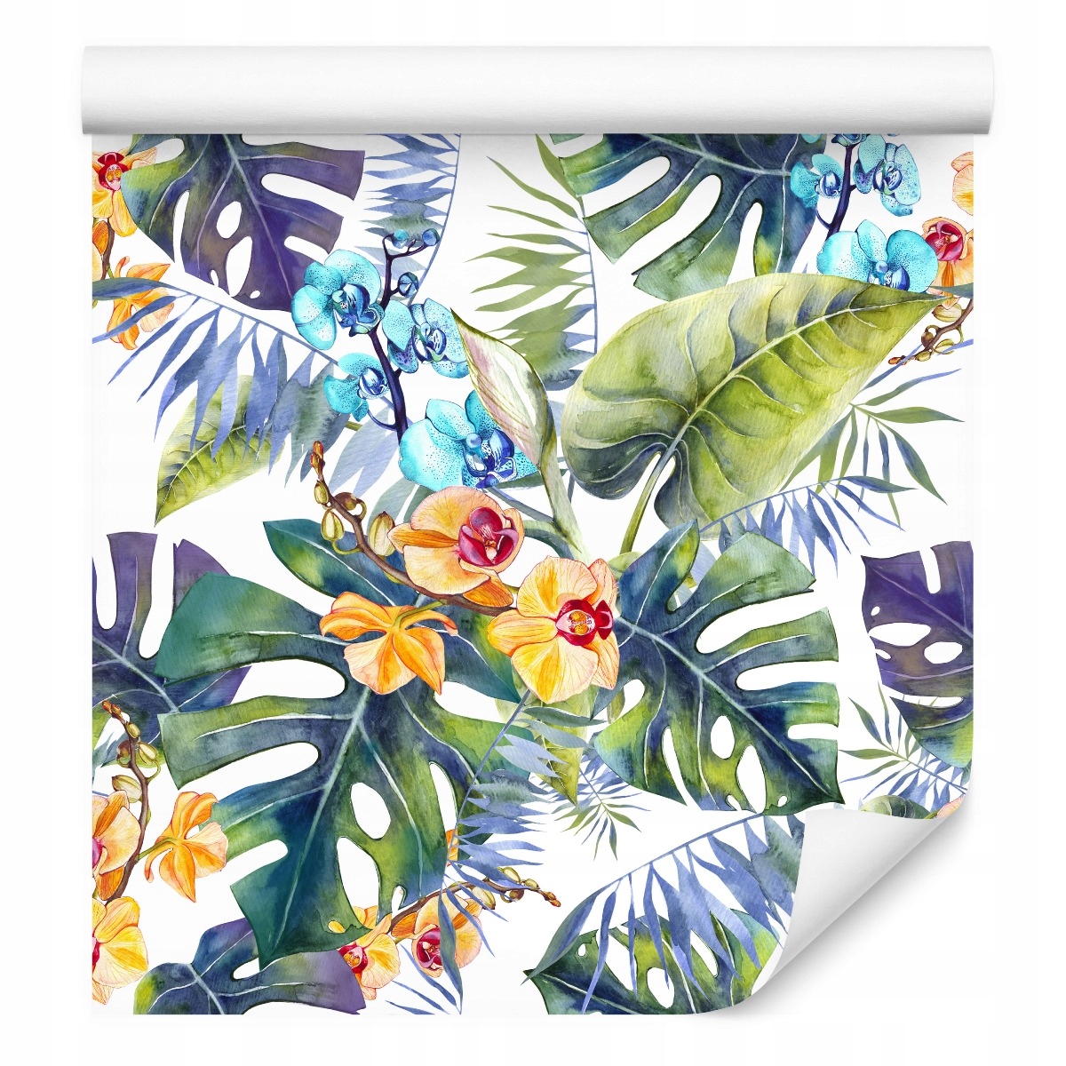 Tapeta do ložnice květiny Orchidej listy monstery