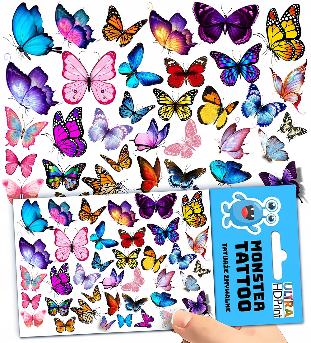 TATUAŻE DLA DZIECI TYMCZASOWE TYMCZASOWE MOTYLKI WZORY ZESTAW JAKOŚĆ Autor Monster Art