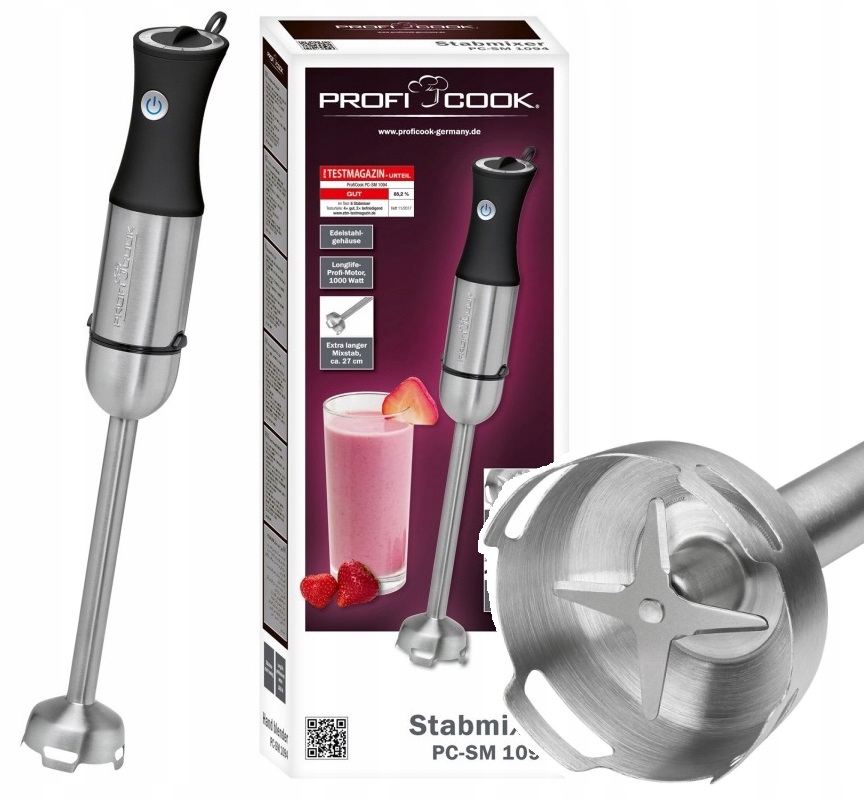 Blender Ręczny Mikser Kuchenny Wielofunkcyjny Turbo Inox Stalowy 1000W