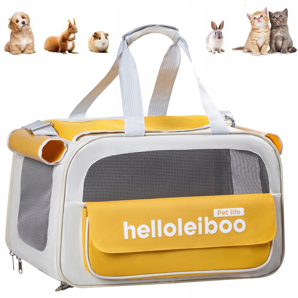 Skládací přepravka pro malé a střední kočky, štěňata do 10 kg, žlutá