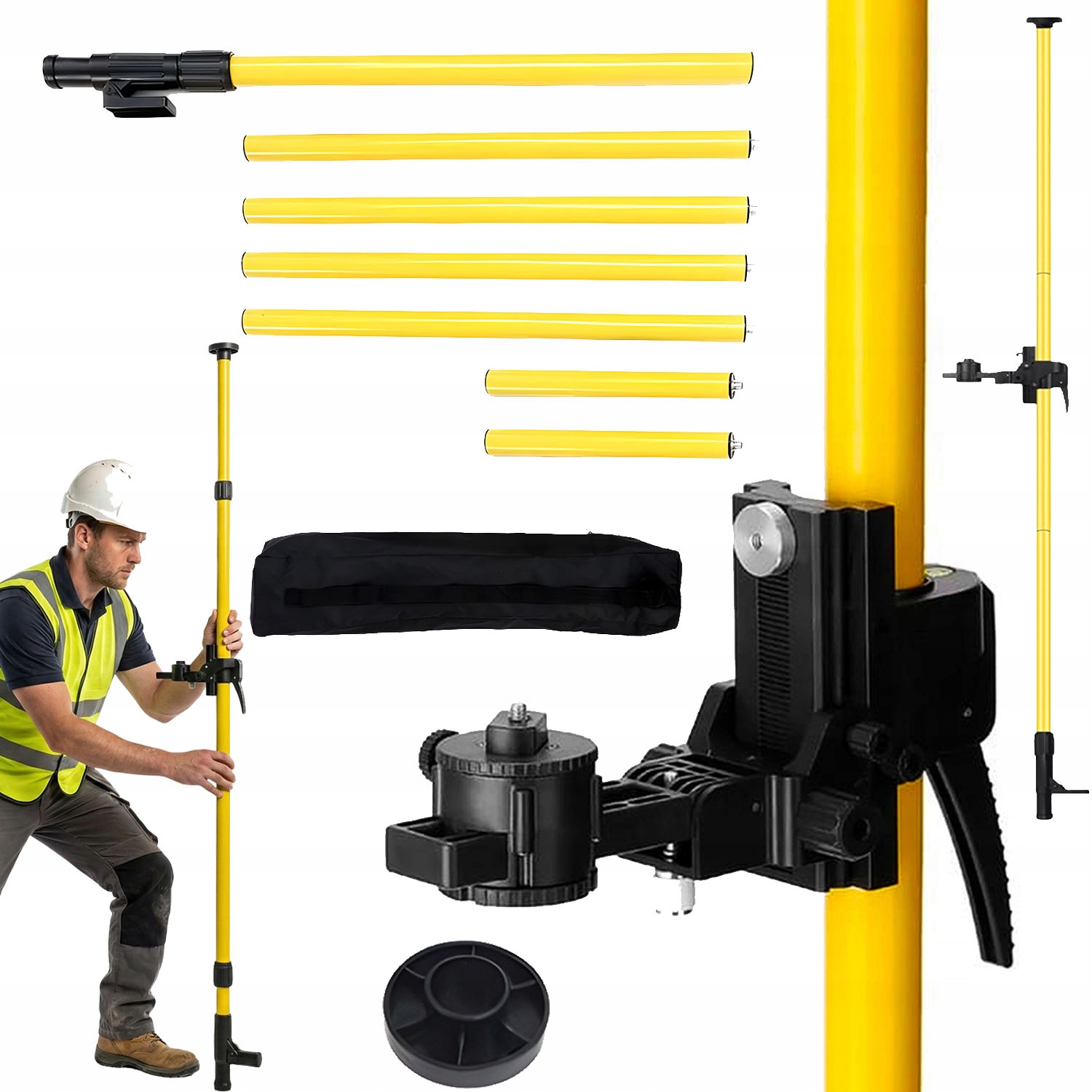 Pevná Teleskopická Rozpěrná Tyč 4.2 M, Teleskopický Stativ Otočný O 360°