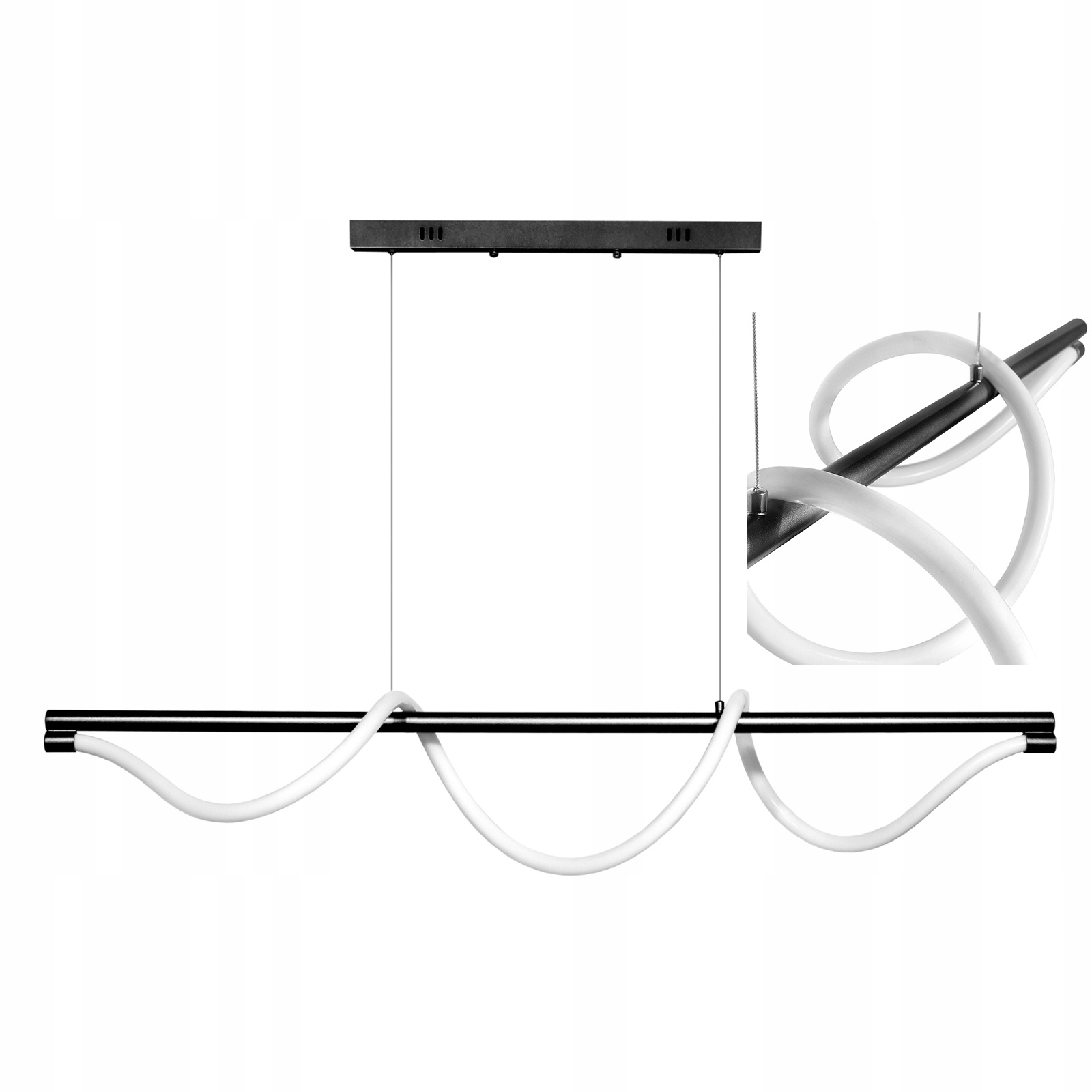 Moderná čierna tyč nad stôl; závesná lampa Serpente DDXZ003 55W hladká
