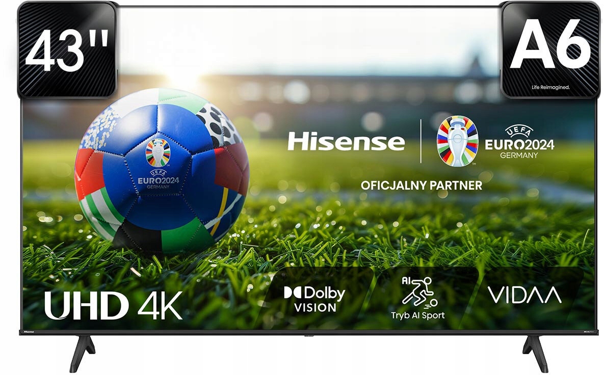 Telewizor 43 cale Led Hisense 43A6N 4K Uhd HDR10 Vidaa Dolby Vision czarny