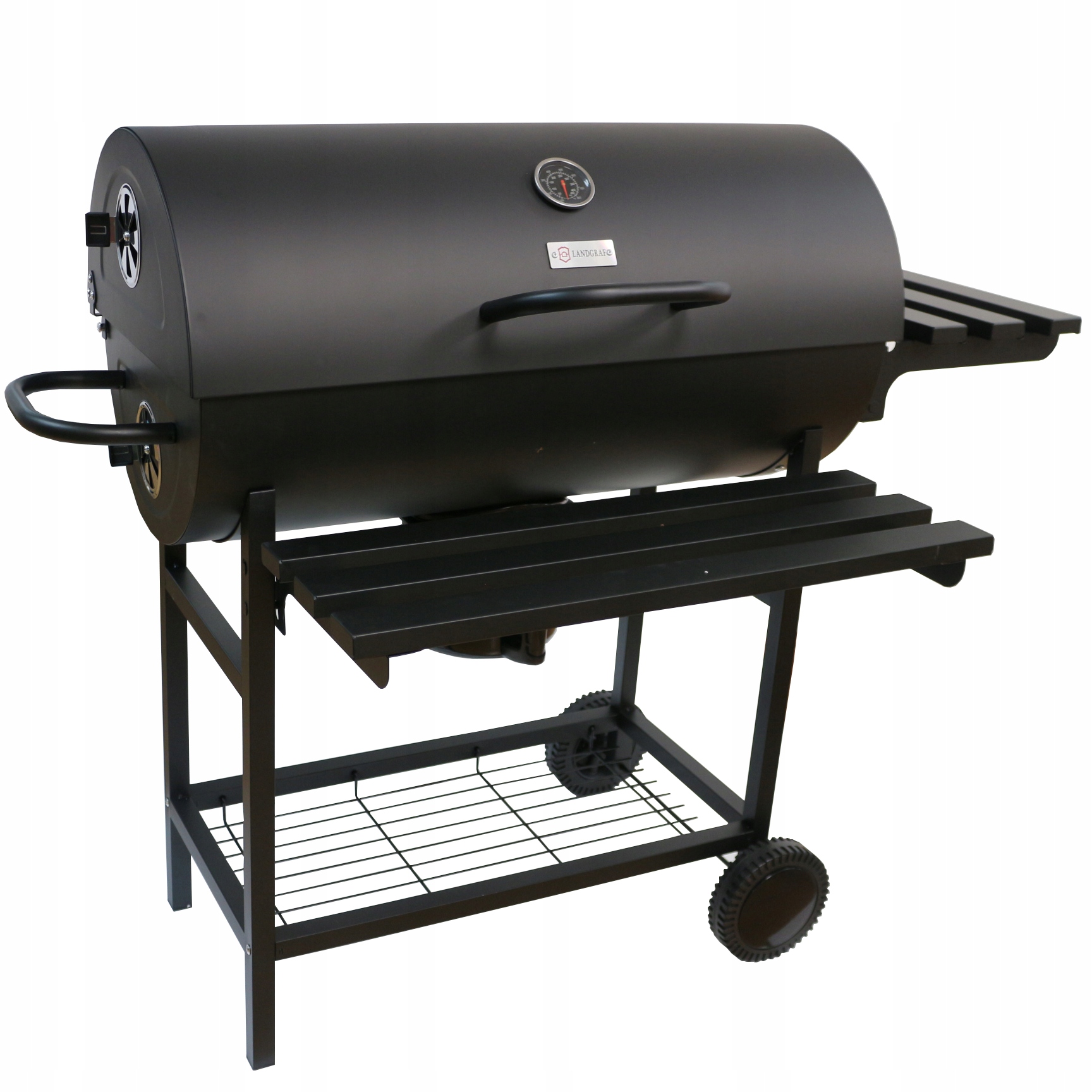 DUŻY GRILL OGRODOWY SMOKER + PÓŁKI + POPIELNIK