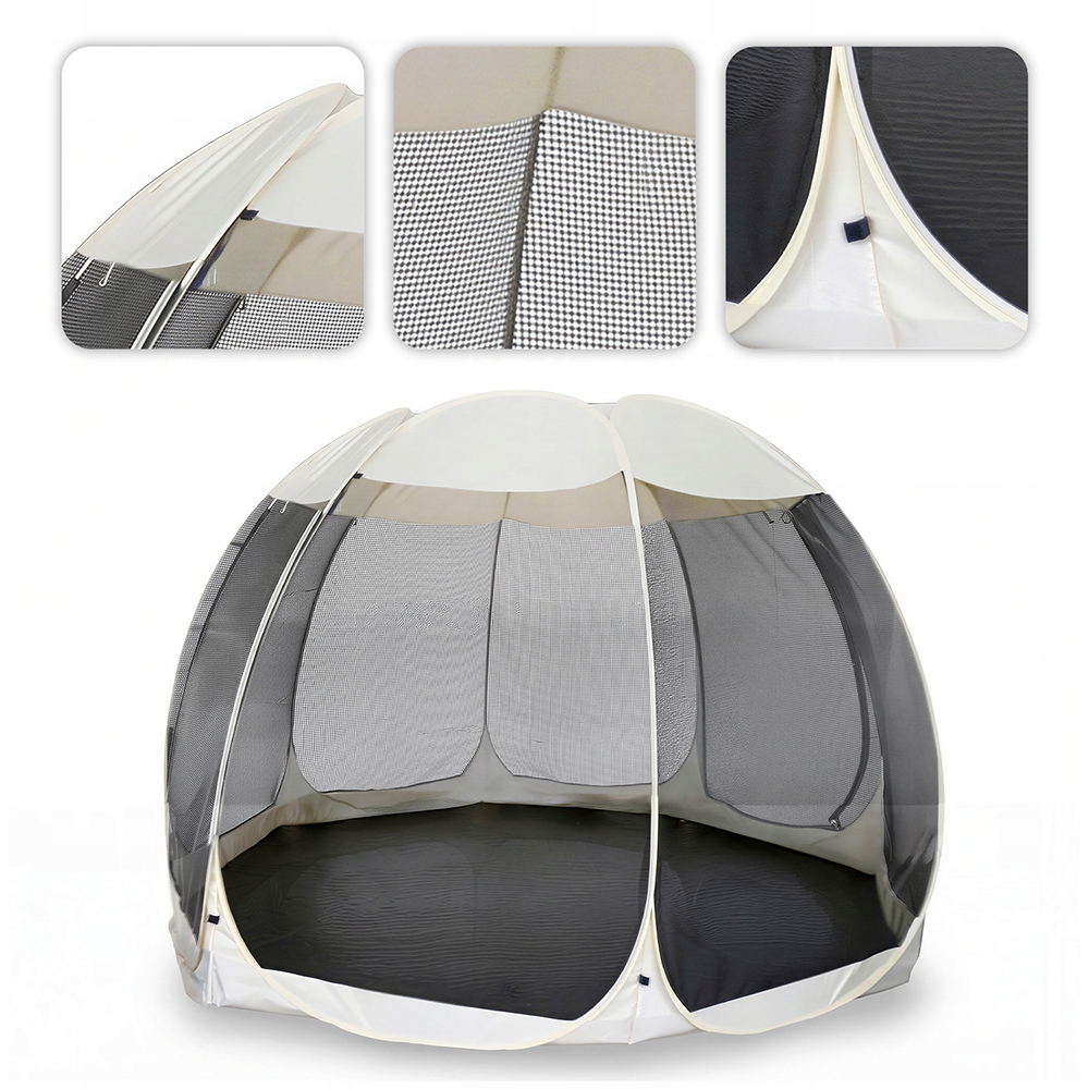 Pavilon Kulatý Zahradní altán Stan s moskytiérou Béžová Cama 350 cm