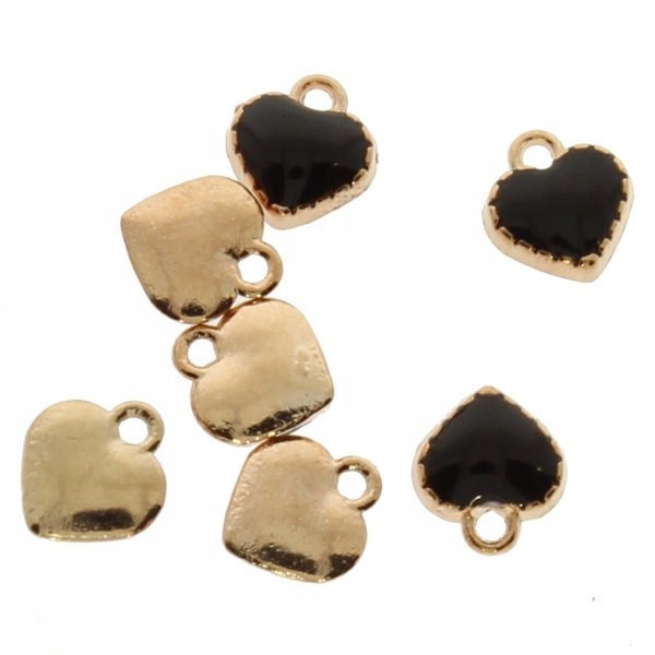 Přívěsek malované srdce černý kc gold 8mm 100ks