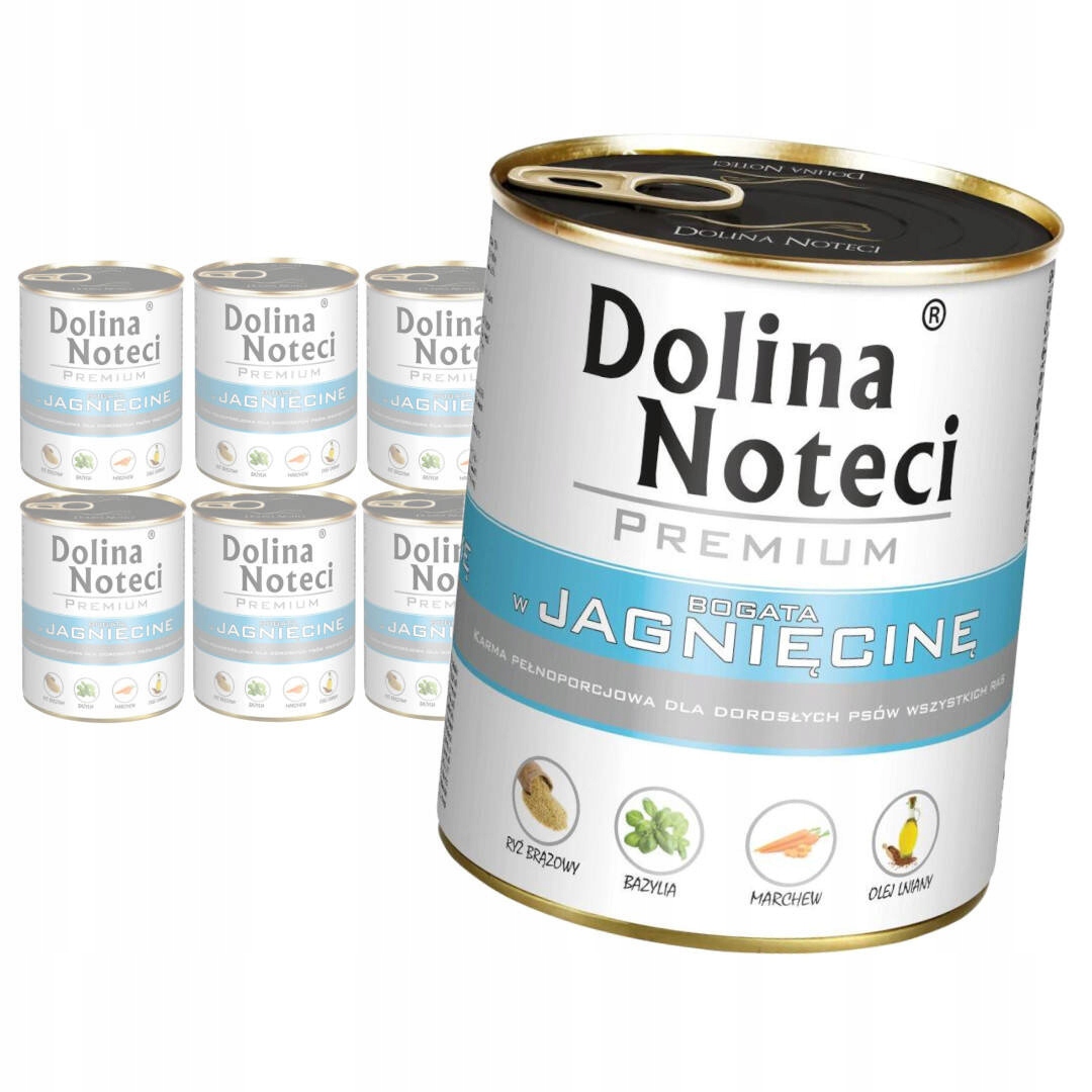 Dolina Noteci Premium Bohatá na jehněčí maso Sada 8 x 800 g Vlhké Krmivo pro psy