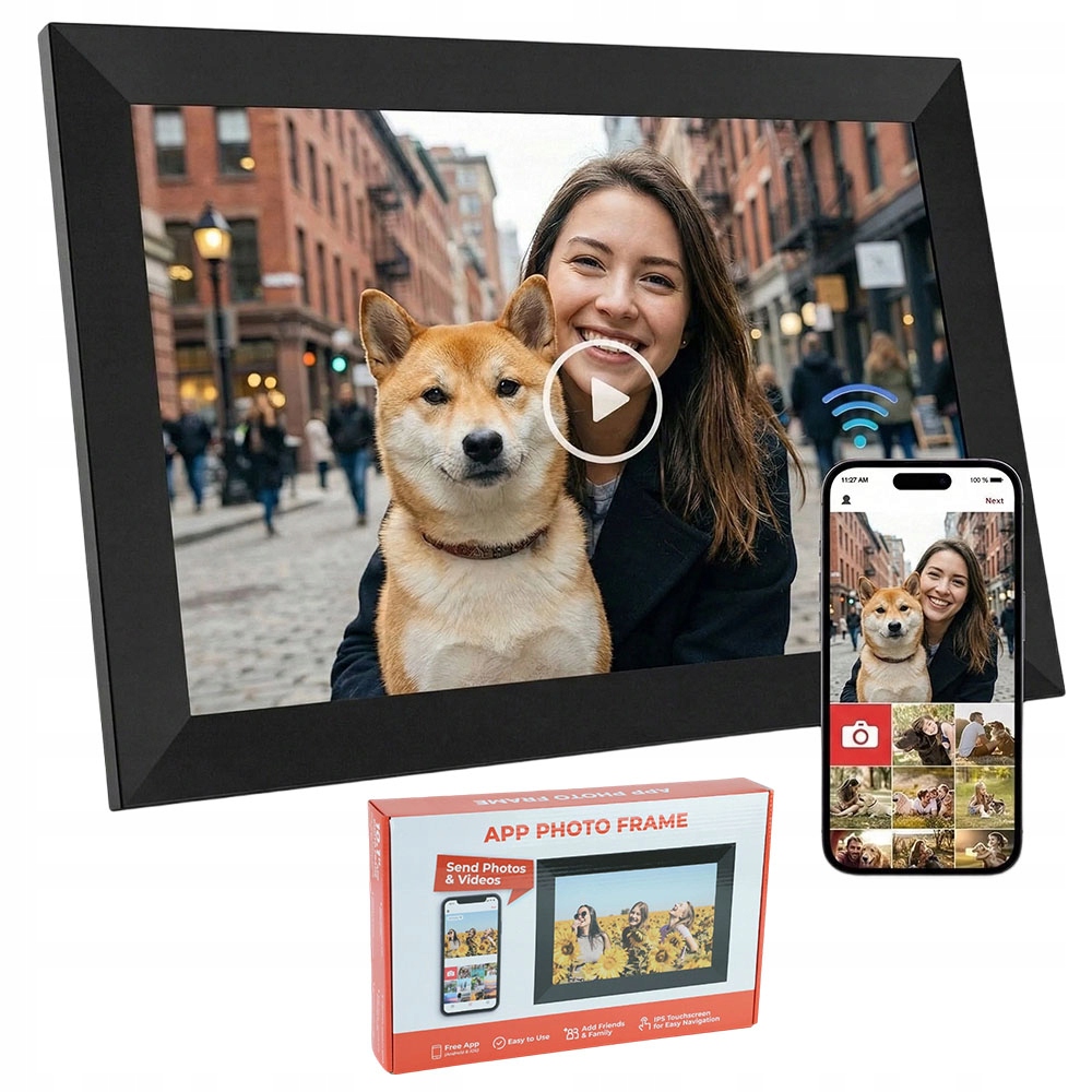 Rámeček Digitální Frameo WiFi 10.1" 64GB Dotykový Černý Vysoká kvalita obrazu