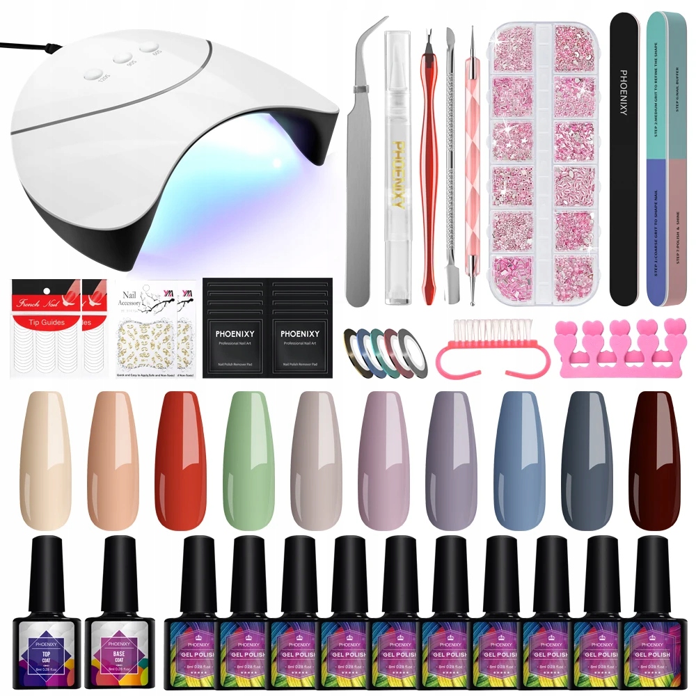 Phoenixy Nails Manicure Set Full Gel Nail Polish Kit with Nail Lamp Nails A