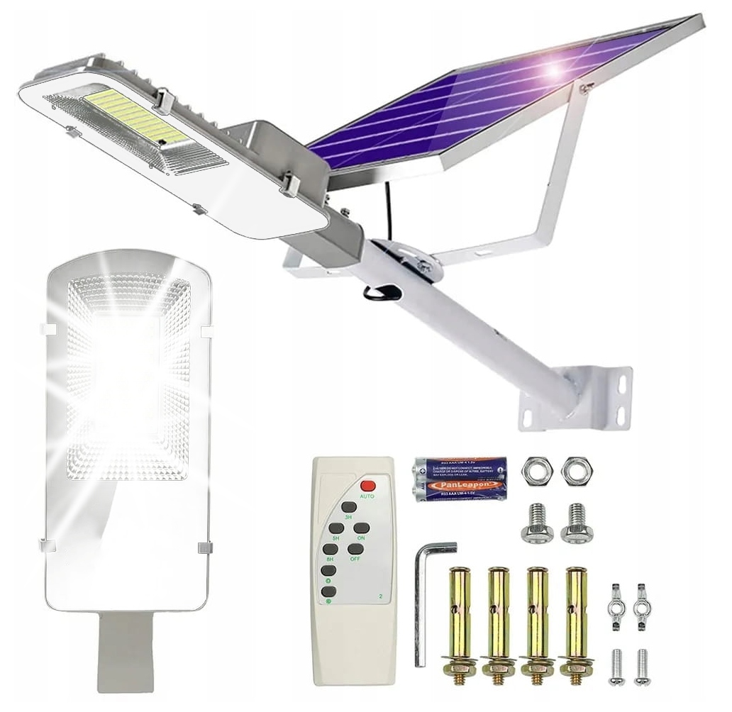 Výkonná Solární Lampa Pouliční Lampa Senzor Soumraku Dálkové Ovládání 45 W