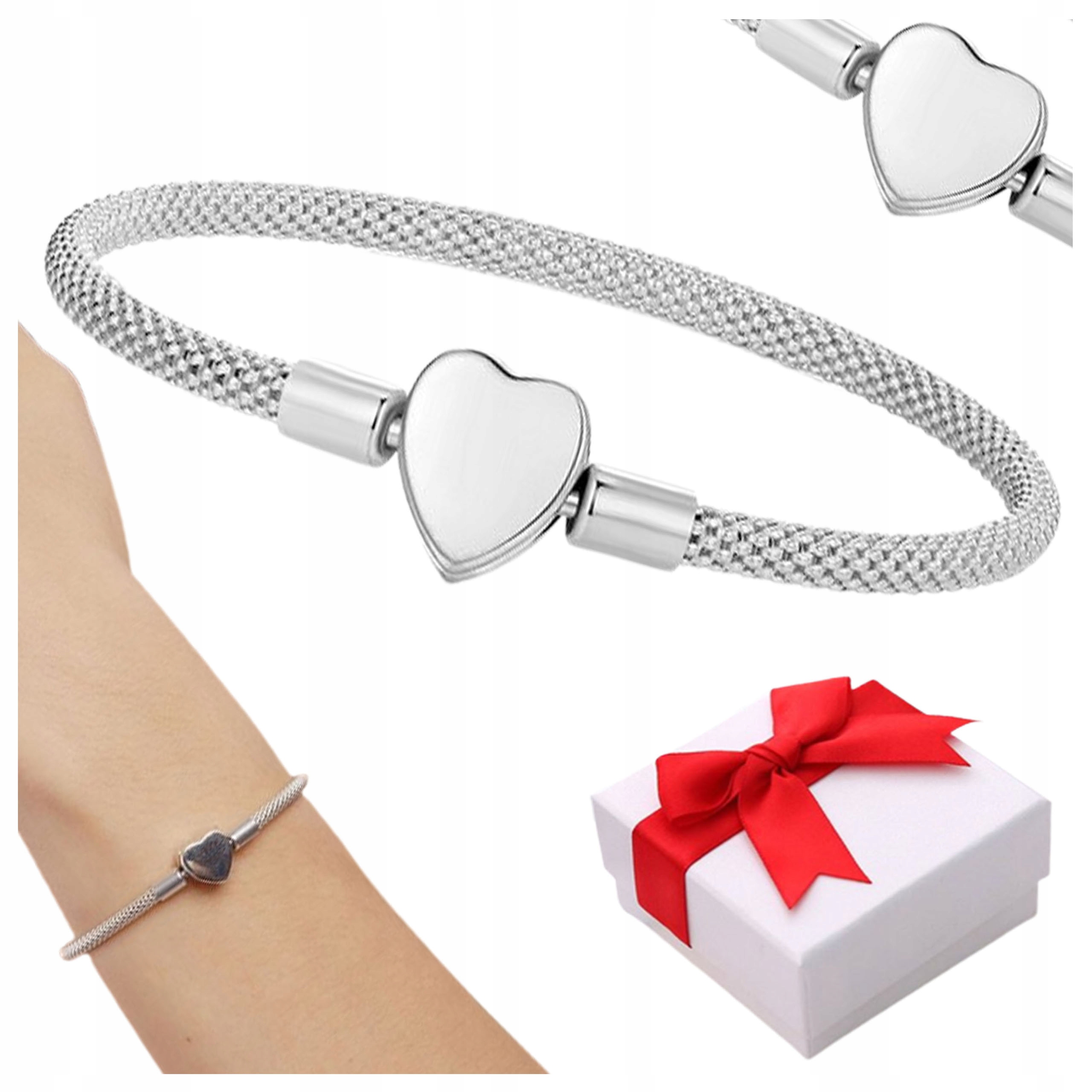 Modulární Náramek základna pro přívěsky Srdcí Stříbro s925 1 9 Cm