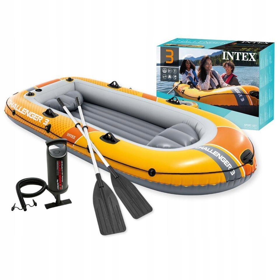 Ponton dmuchany Challenger 3 3-osobowy pompka 2 wiosła Intex 66313