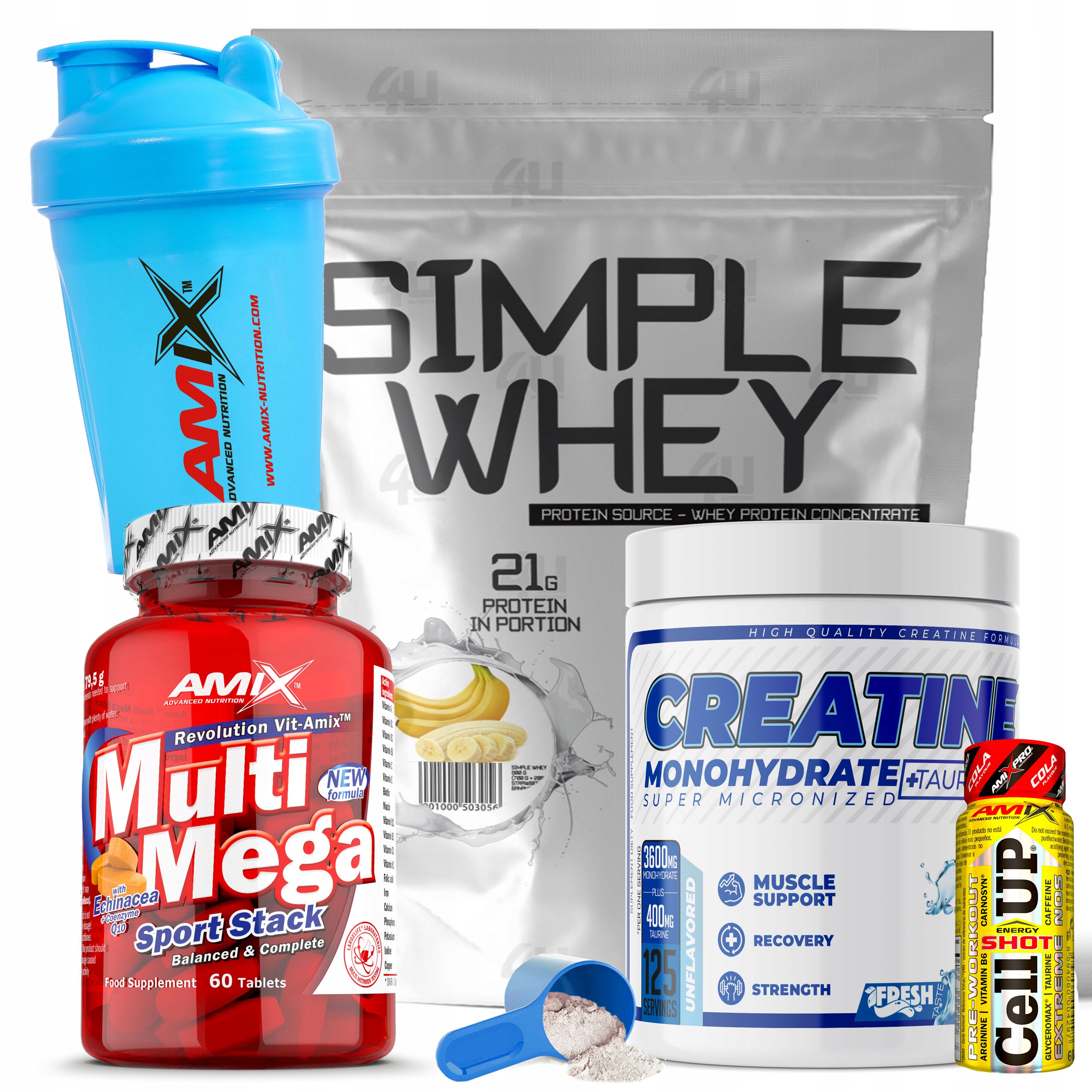 Kreatin 500 g Přírodní protein Whey Aminokyseliny Vitamíny Shaker, Preworkout