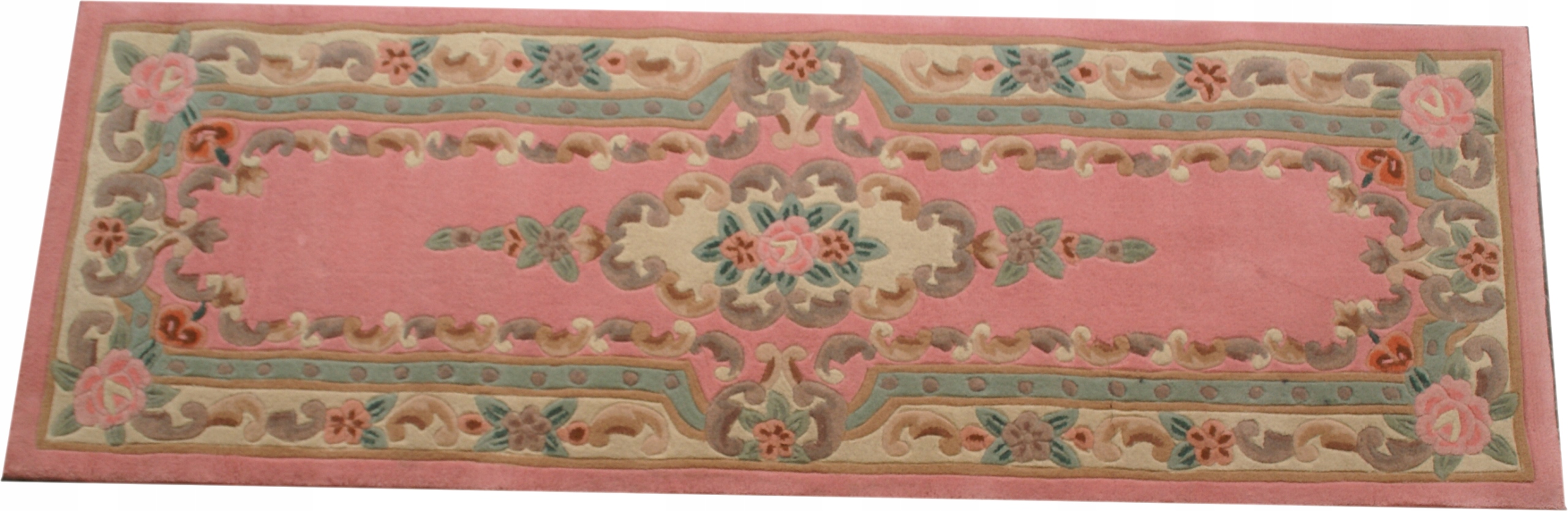 Vlněný koberec Aubusson 69x213 cm růžový