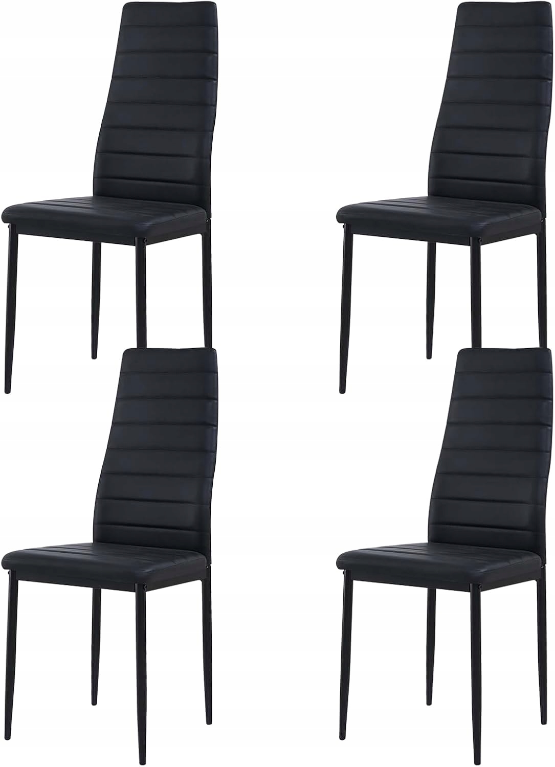 buybyroom sada 4 jedálenských stoličiek, polstrované vysoké operadlo, čierna