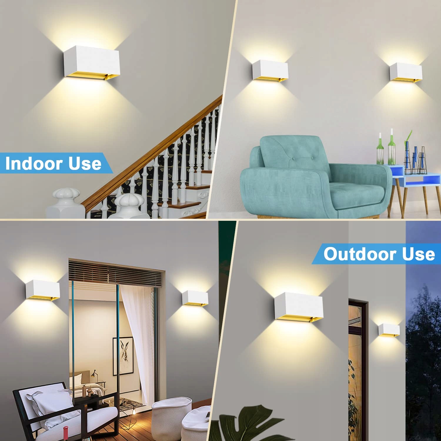 KINGWEN 20W LED Lampy Ścienne Wewnętrzne Zewnętrzne 4 Sztuki 3000K — miniatura 7