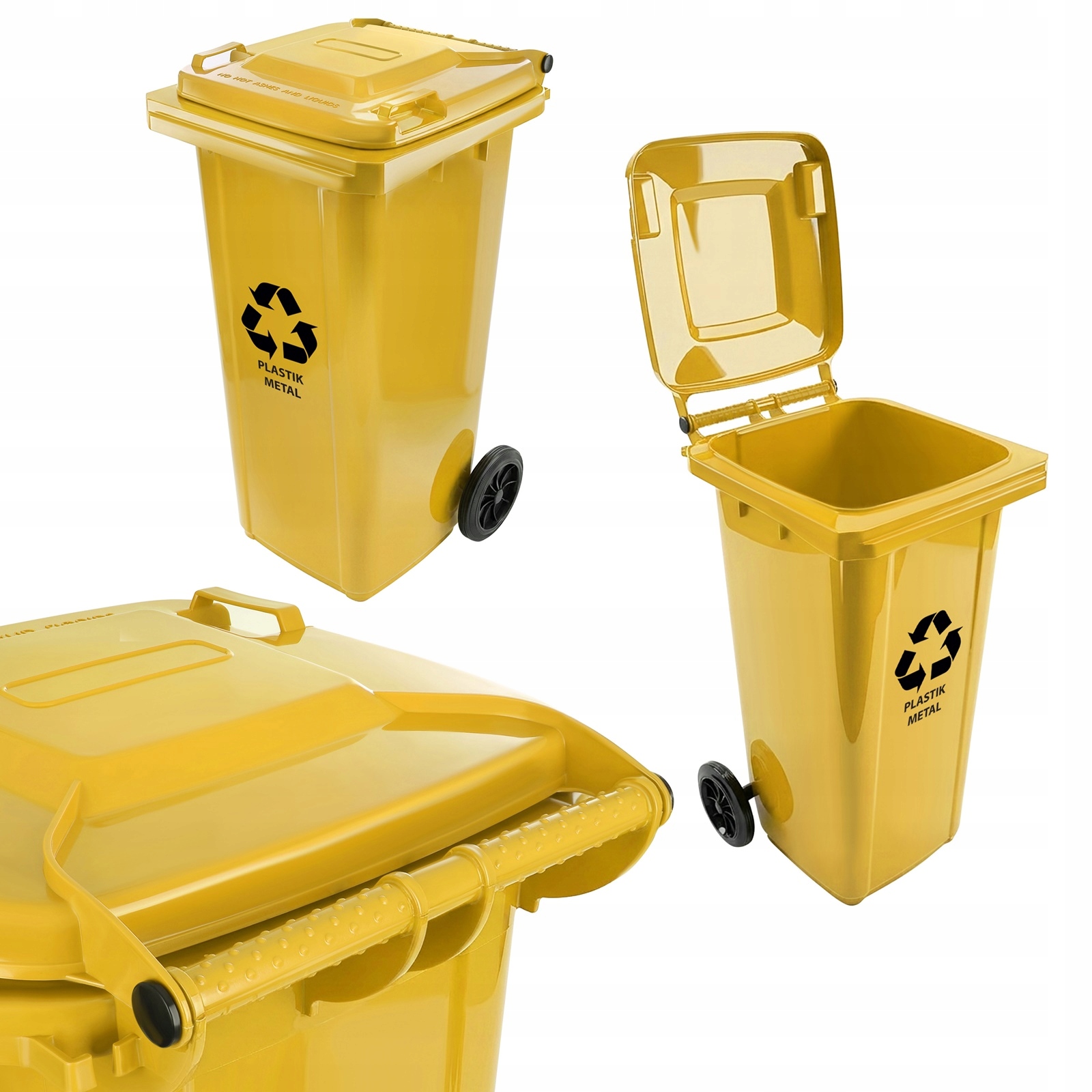 Pojemnik plastik metal 120L żółty kosz segregacja odpadów